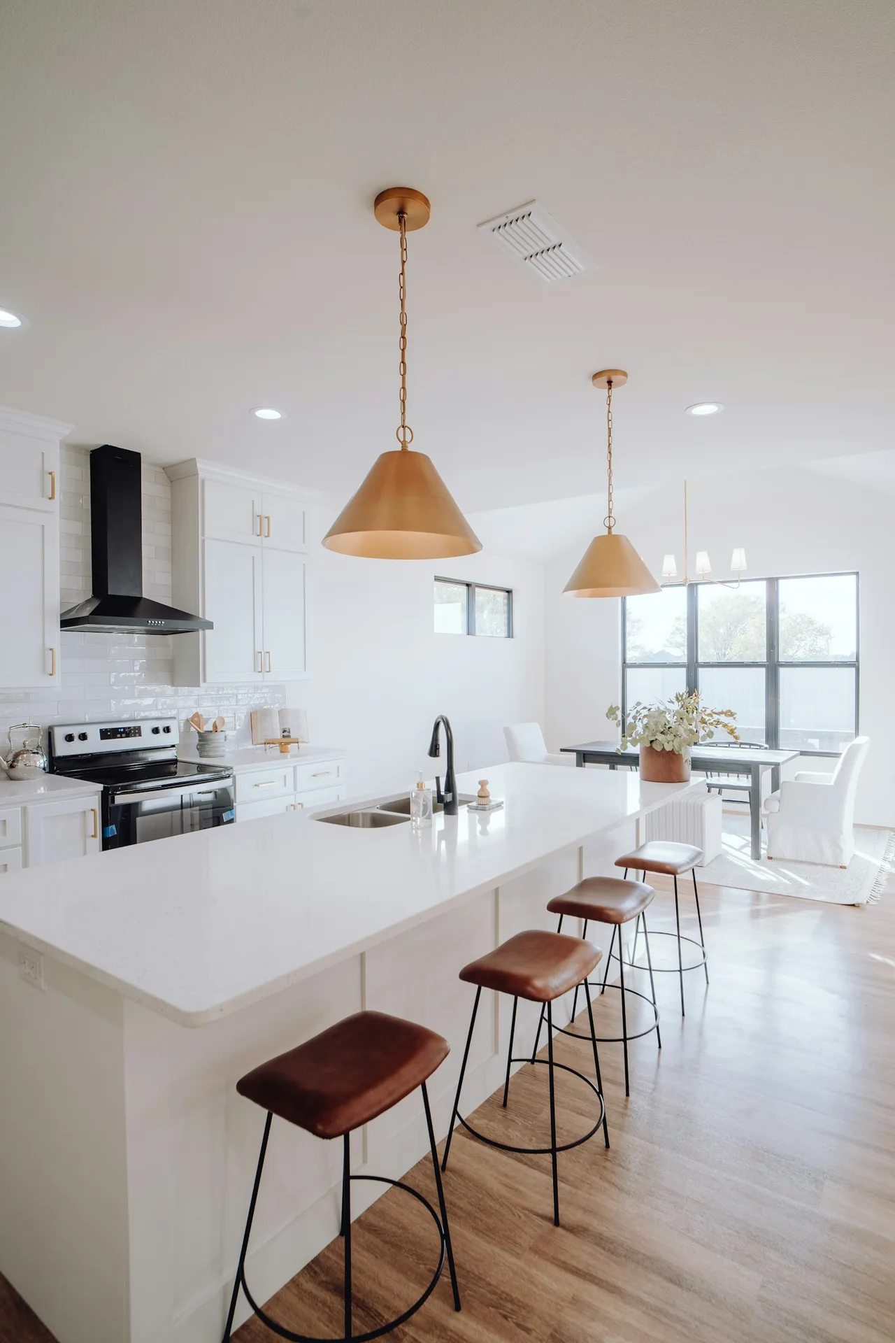 Photorealistic kitchen rendering prepared as a contractor brief showing cabinets, counters, and finishes.
