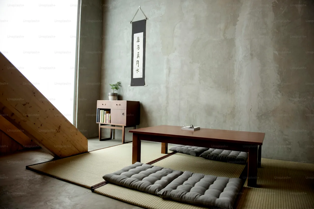 Japandi living room preview rendered by Deroom's AI living room design tool.